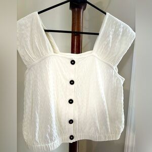 Madewell cream  Smocked Sailor Collar Blouse 19 pit to pit